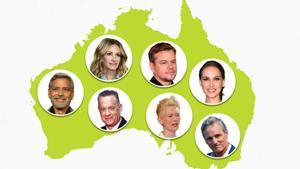 De izquierda a derecha, y de arriba a abajo, Clooney, Roberts, Damon, Portman, Hanks, Swinton y Mortensen, algunos de los actores hollywoodienses que ruedan en Australia.