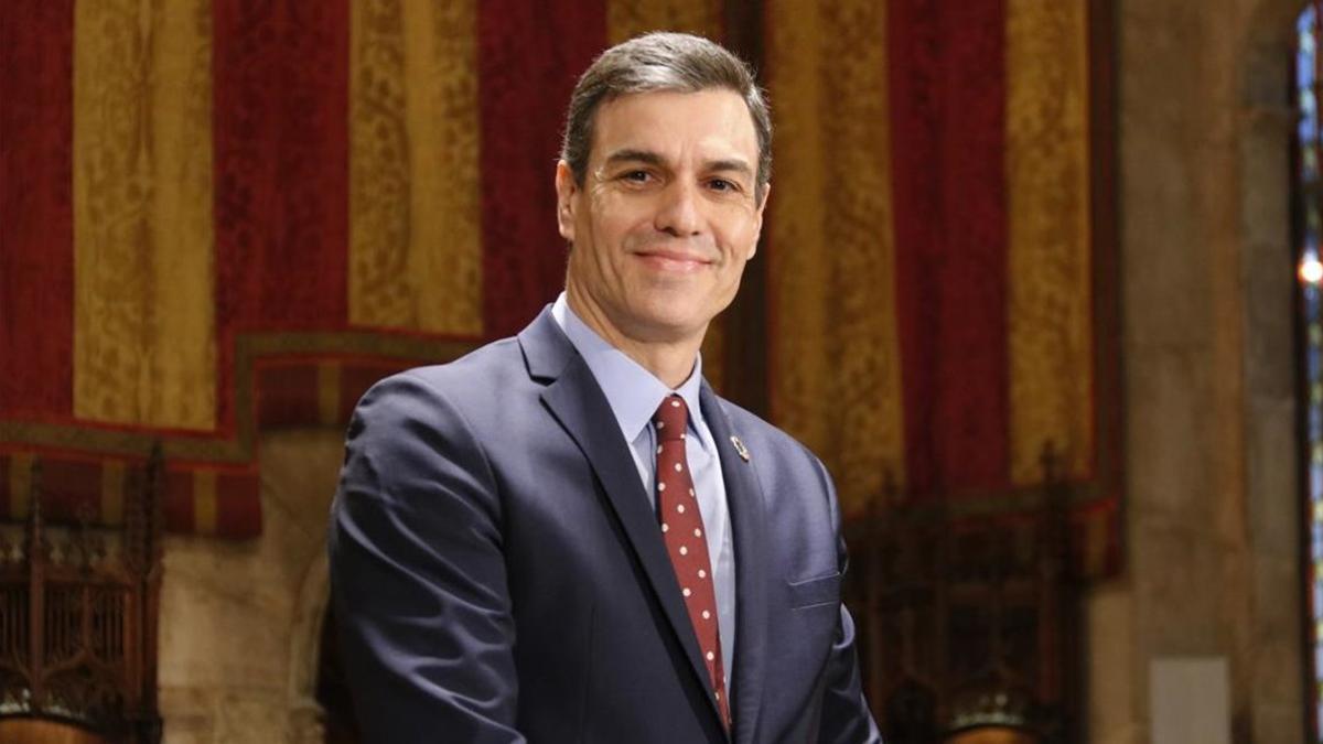 El presidente del Gobierno, Pedro Sánchez, este viernes en el Ayuntamiento de Barcelona.