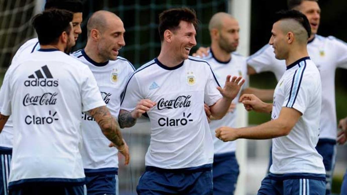 Leo Messi en el entrenamiento 1