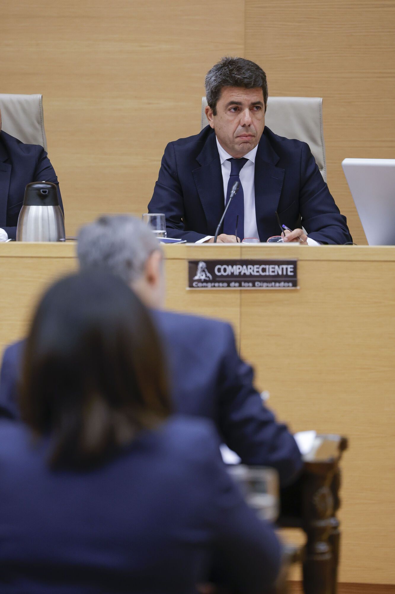 El 'president' en funciones de la Generalitat Valenciana, Carlos Mazón, durante su comparecencia en la comisión de investigación de la dana en el Congreso