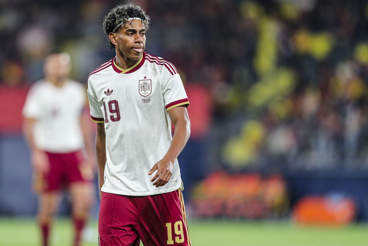 Lamine Yamal, en el último partido de la selección