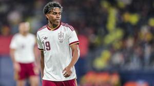 Lamine Yamal of Spain gestures during the international friendly match played between Spain Team and Serbia Team at La Ceramica stadium on March 27, 2026, in Villarreal, Spain. AFP7 27/03/2026 ONLY FOR USE IN SPAIN. Ivan Terron / AFP7 / Europa Press;2026;Soccer;Sport;ZSOCCER;ZSPORT;Spain V Serbia - International Friendly Match