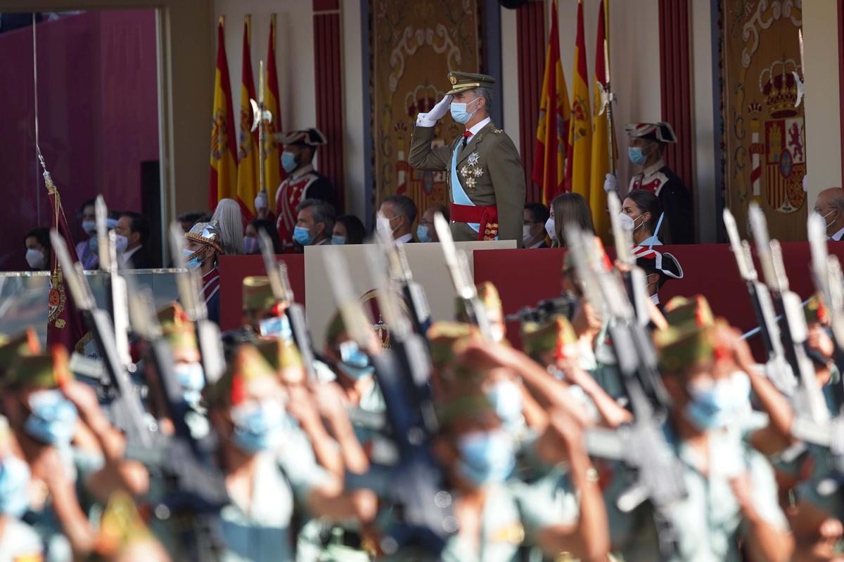 Desfile del 12-O , en la imagen SS.MM los Reyes durante el desfile del 12-O.