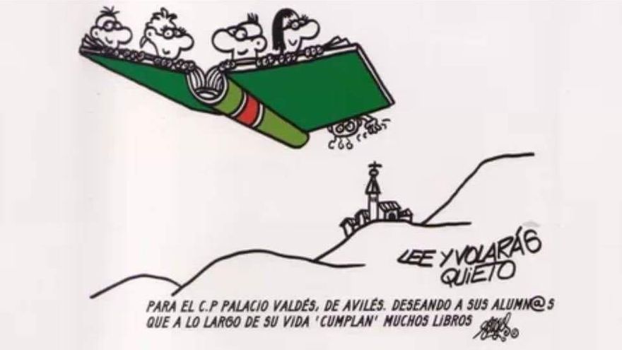 La viñeta cedida por &quot;Forges&quot; al colegio Palacio Valdés.