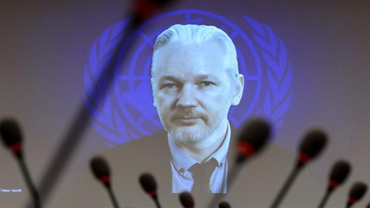 Julian Assange el pasado mes de marzo en una videoconferencia