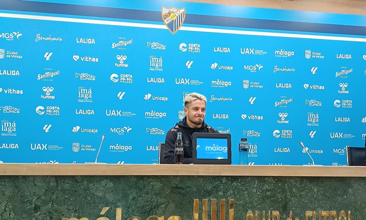 Dani Lorenzo, este miércoles en la sala de prensa de La Rosaleda.