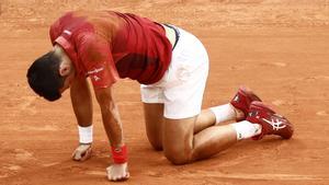 Djokovic, durante su partido en Roland Garros