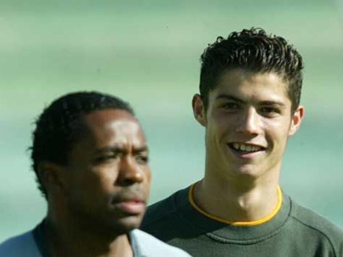 César Prates (con un asombroso parecido a Robinho en los cromos), junto a Cristiano Ronaldo en el Sporting.