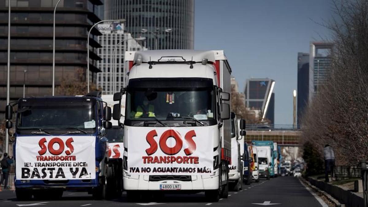Huelga transportistas, en Madrid