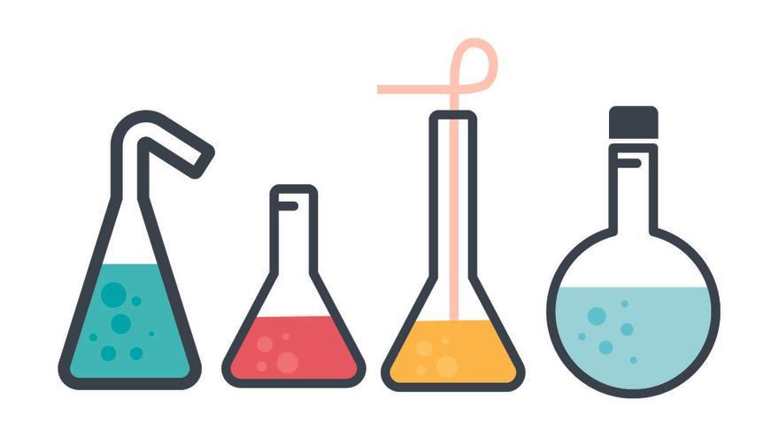 Recreación de unos matraces en un laboratorio