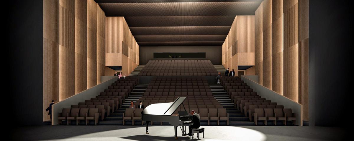 El auditorio que se plantea para el centro sociocultural que se ha empezado a construir en el antiguo solar de Jayton, en Carrús. | INFORMACIÓN