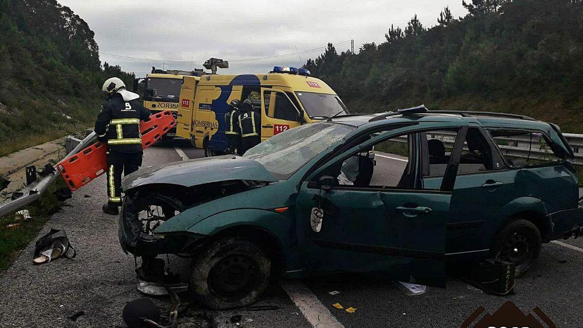 Herido al pasar sobre un talud en la Autovía del Cantábrico