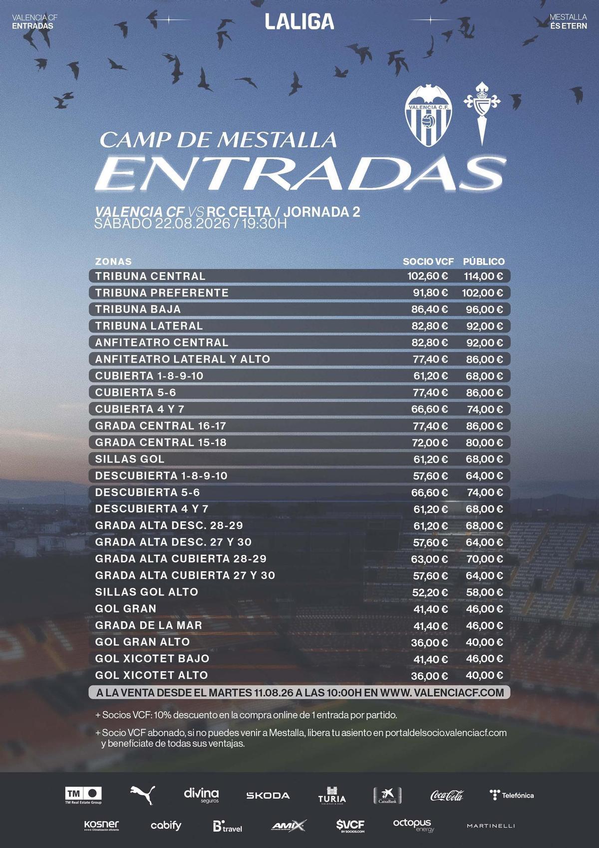 Entradas para el Valencia CF-Celta.