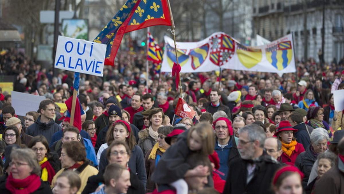 Manifestación contra el aborto, el domingo en París.