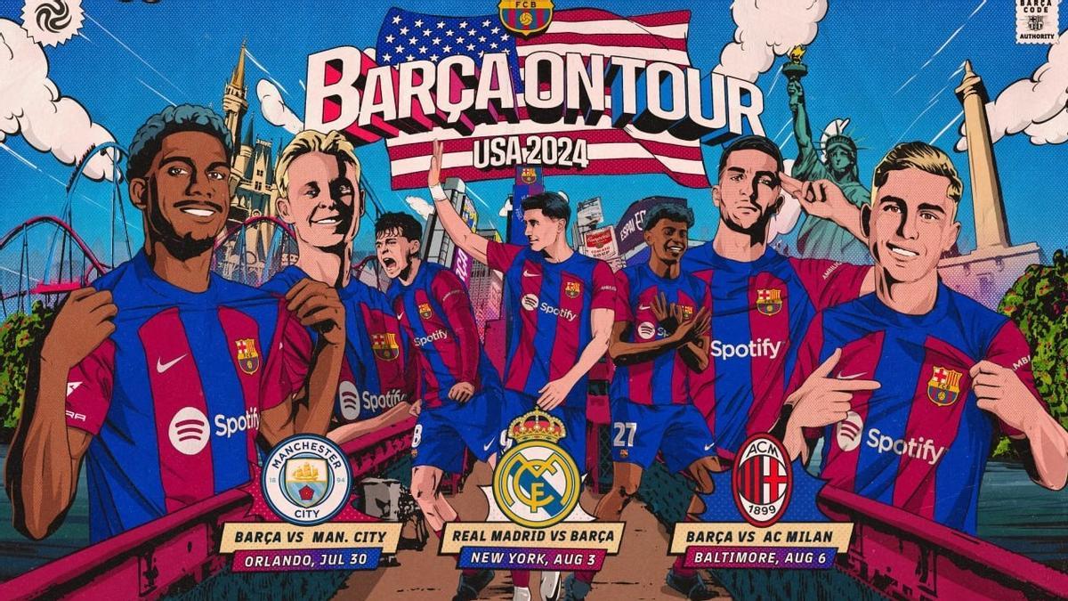 Cartel de la gira del Barça en el verano de 2024 por EEUU.