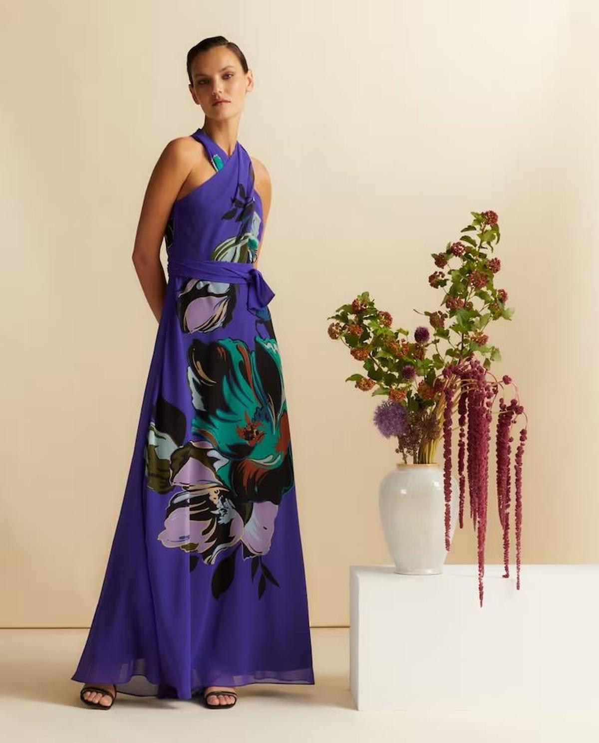 Vestido azulón con estampado de Woman Fiesta