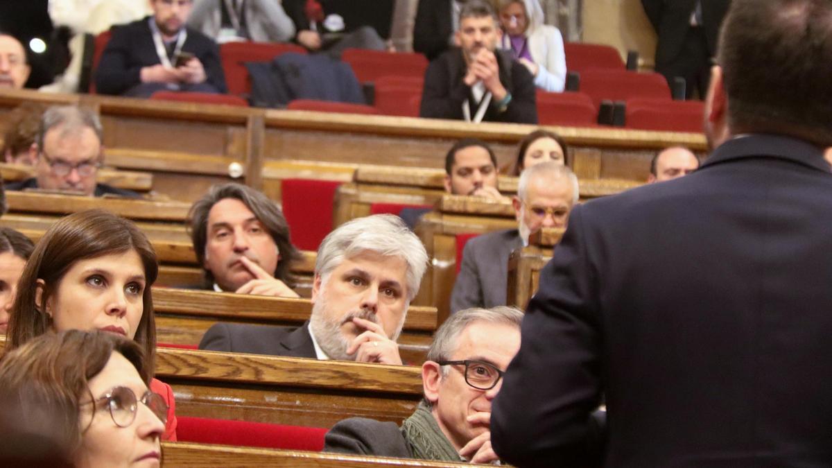 El president de la Generalitat, Pere Aragonès, replicando a la oposición.