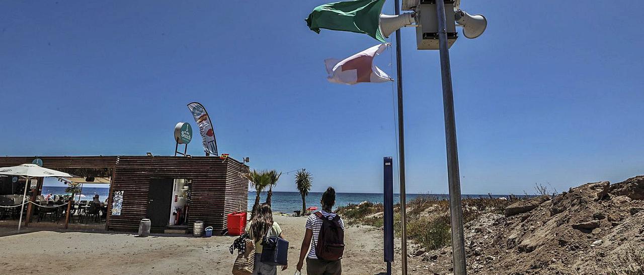 Un socorrista en una cala de Santa Pola donde otros años no se prestaba el servicio.  |