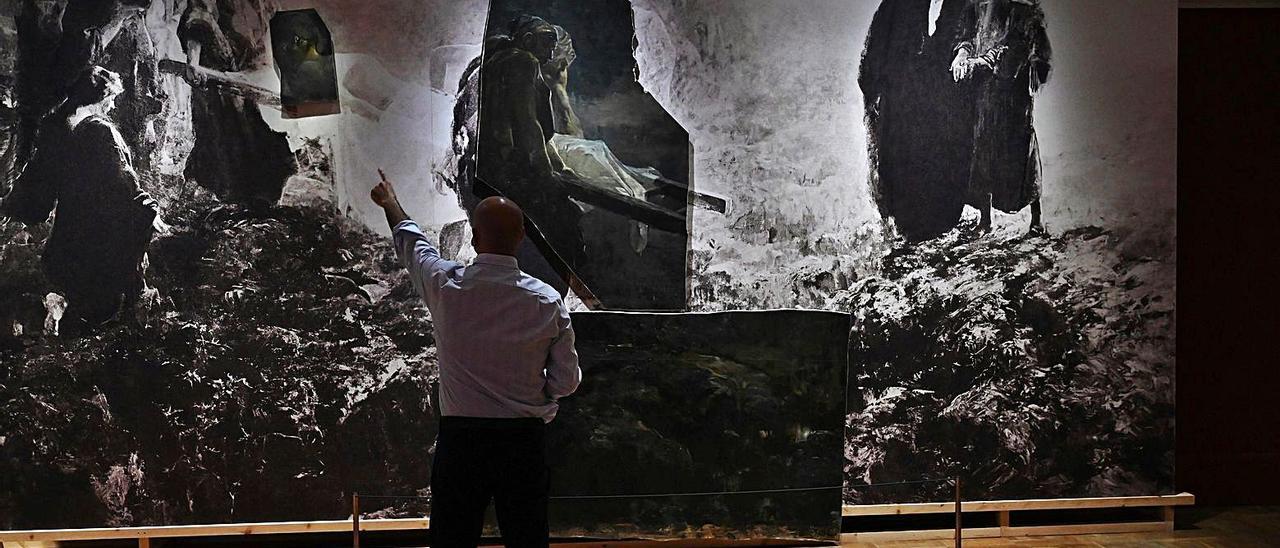 Reconstrucción de la obra «El entierro de Cristo», ayer, en Madrid. | EFE