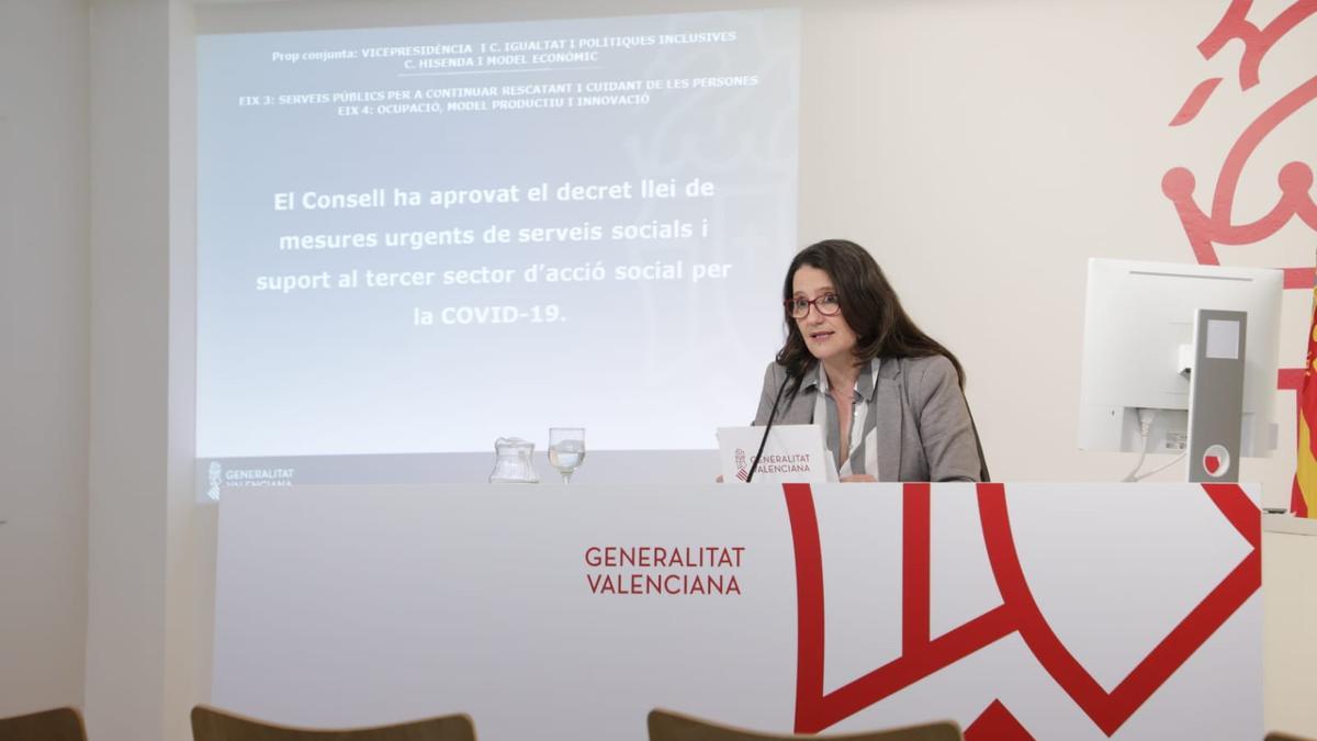 Mónica Oltra, durante una comparecencia de prensa