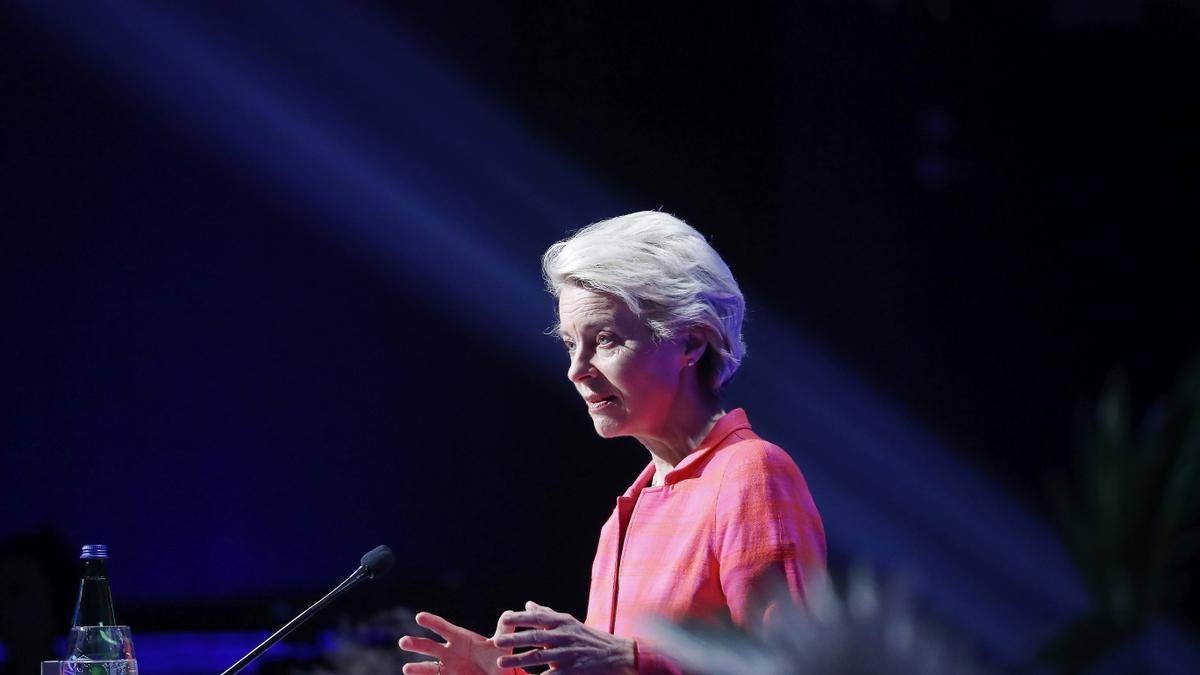 Ursula Von der Leyen en una intervención en Estonia.