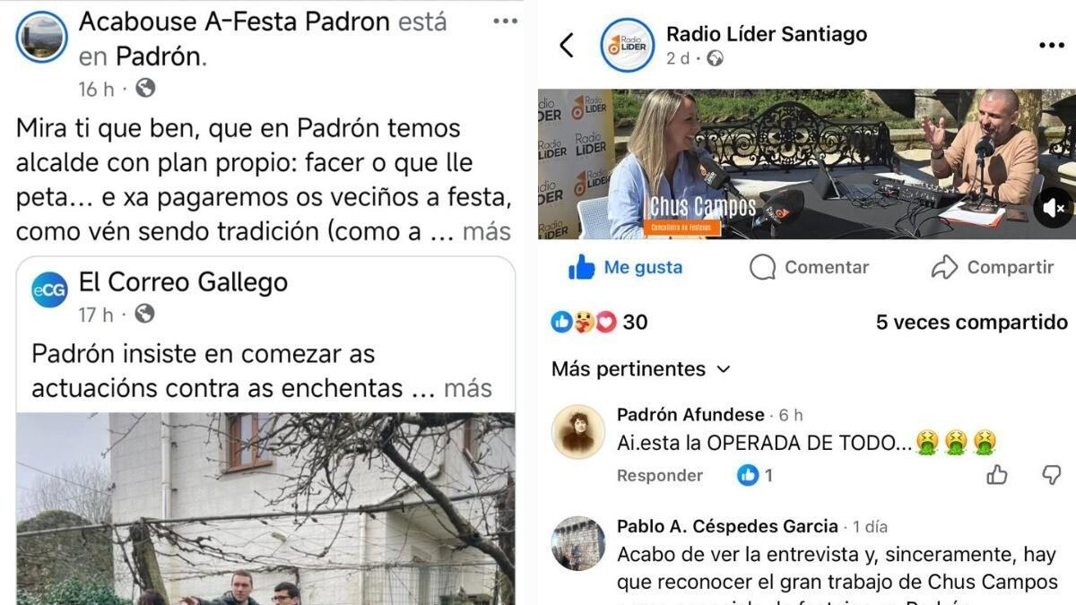Algúns dos insultos e calificativos contra o equipo de goberno padronés en redes