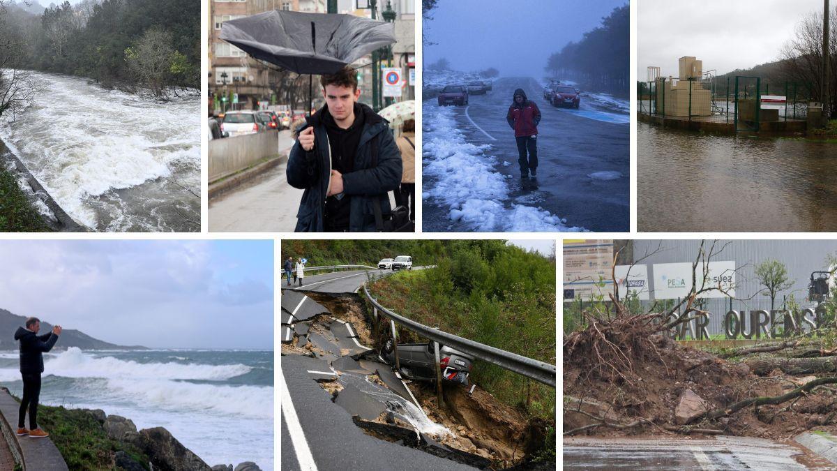 Las estampas que dejan las borrascas Gerard y Fien a su paso por Galicia.