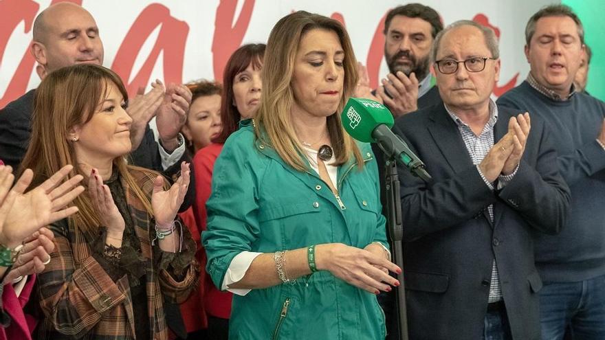 Susana Díaz en su comparecencia para reconocer la derrota.