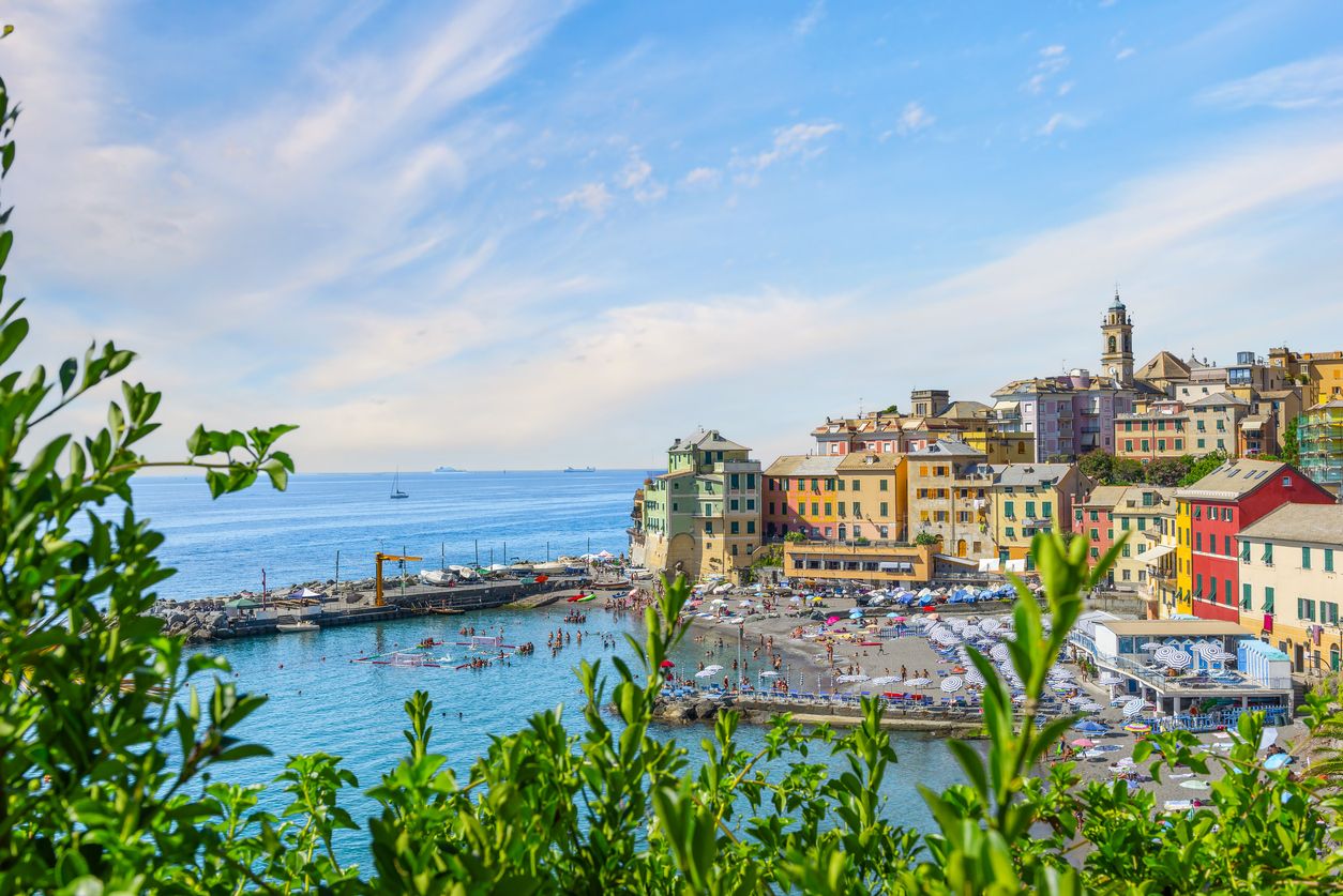 Playa en Bogliasco, Italia.