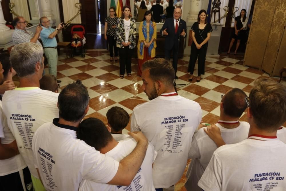 Recibimiento al Málaga CF en el Ayuntamiento de Málaga.