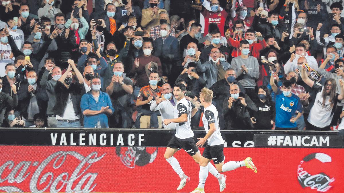 Soler celebra el gol contra el Villarreal