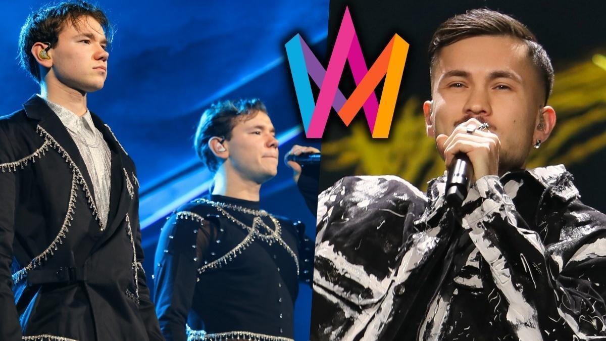 Marcus &amp; Martinus y Paul Rey, finalistas del Melodifestivalen 2023.