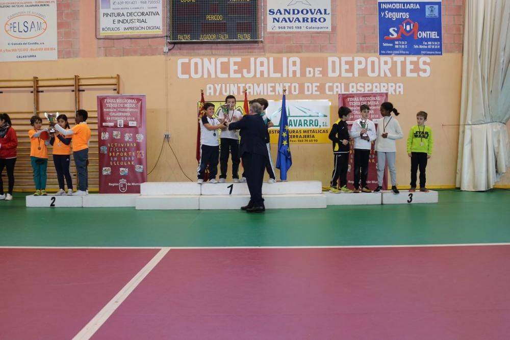 Final regional de tenis de mesa en Calasparra