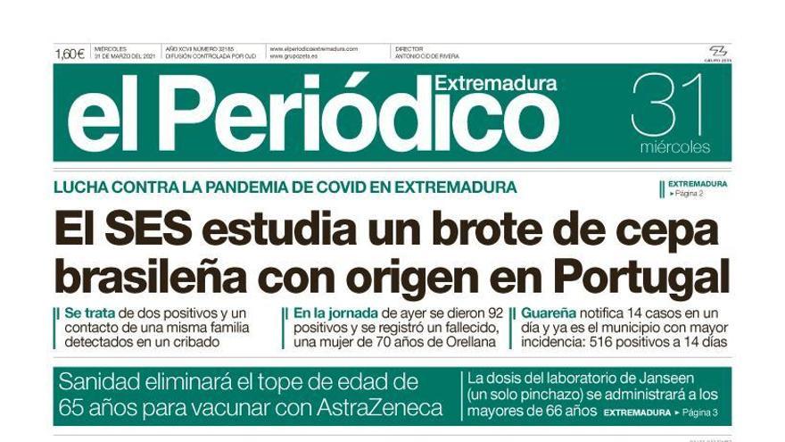 Consulta la portada correspondiente al día 31 de marzo del 2021