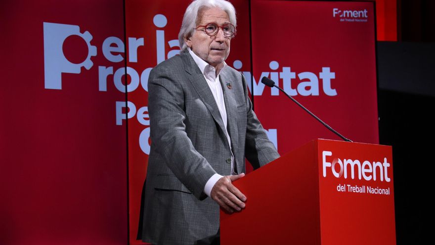 El president de la patronal Foment del Treball, Josep Sánchez Llibre, en un acte aquest dimarts