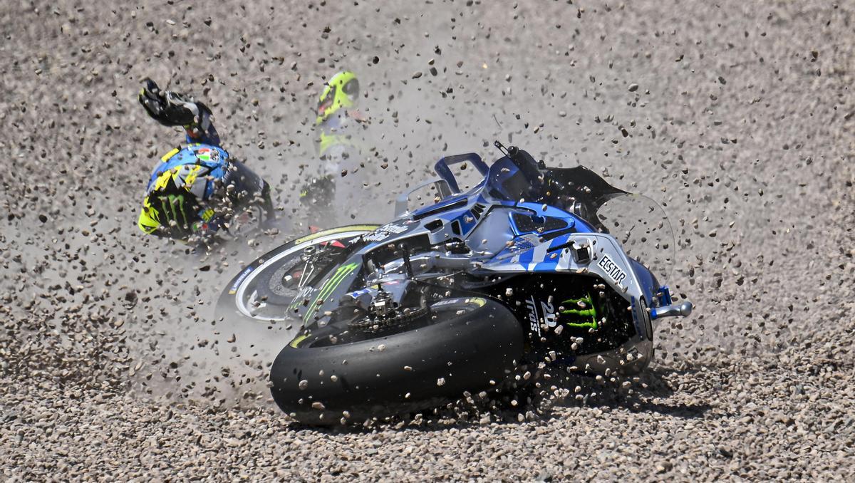 La caída de Joan Mir (Suzuki), el pasado domingo, en Sachsenring (Alemania).