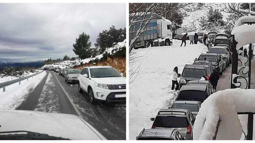 Indignación por el colapso de coches para ver la nieve en el interior de Castellón