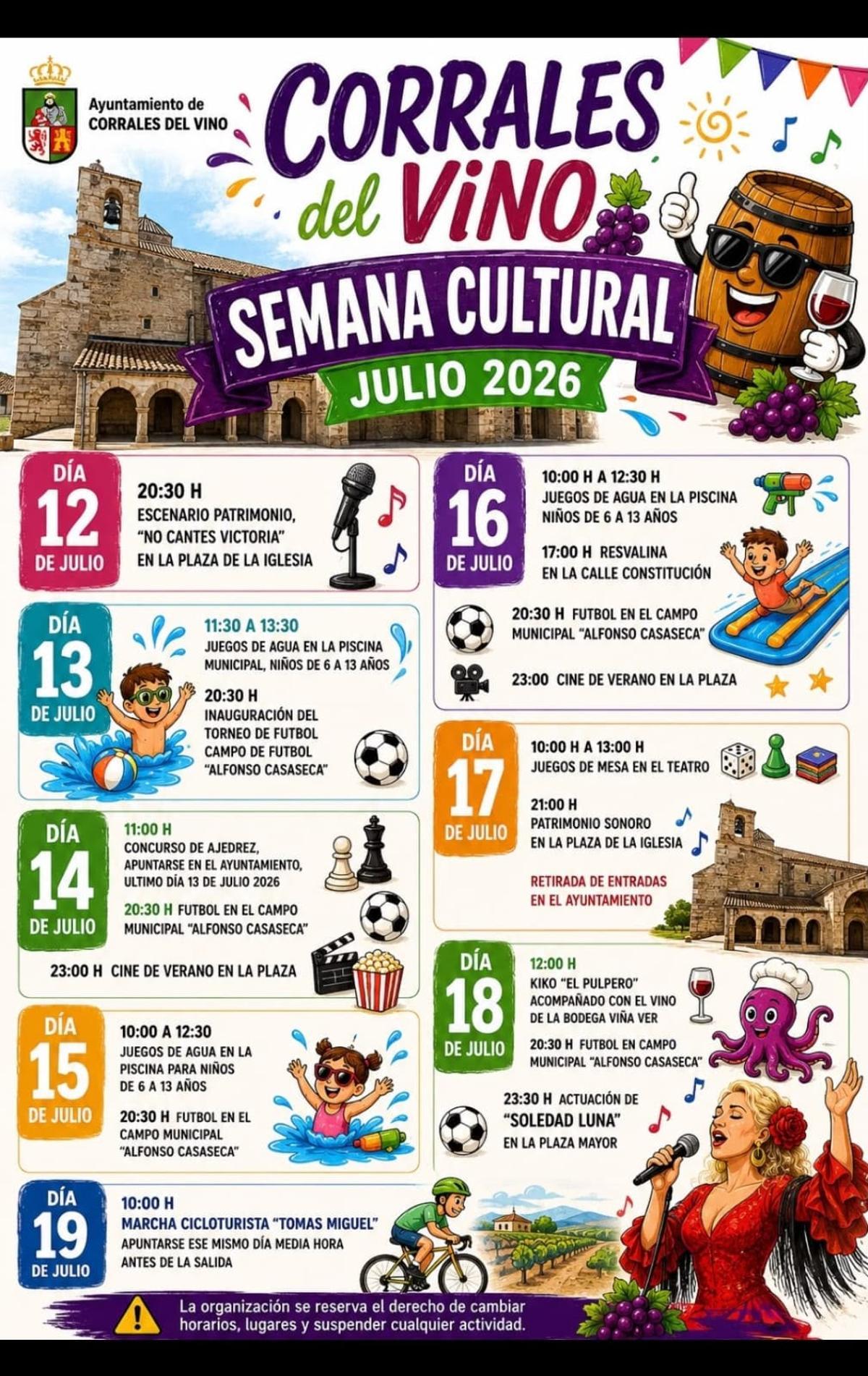 Programa de fiestas de Corrales del Vino por su semana cultural 2026.