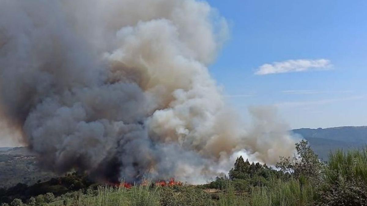 El incendio forestal en el municipio de Riós.   | // I.G.