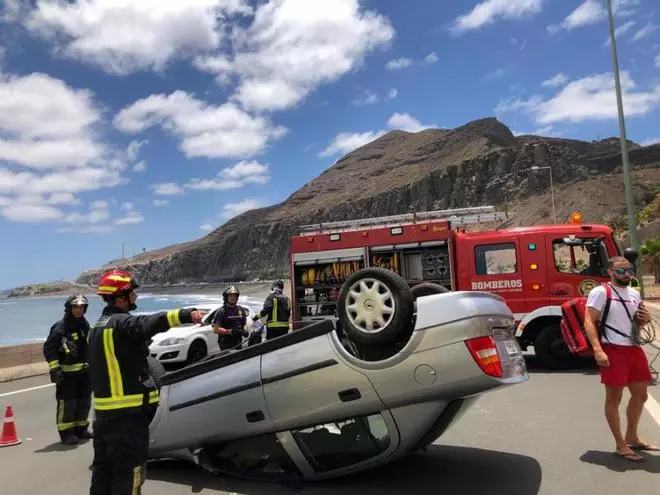 Accidente en la GC-1 a la altura de La Laja
