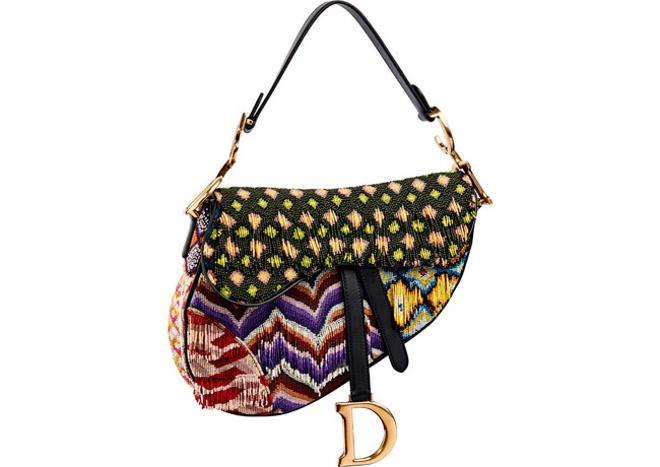 Bolso 'Saddle' de Dior de tela multicolor bordada