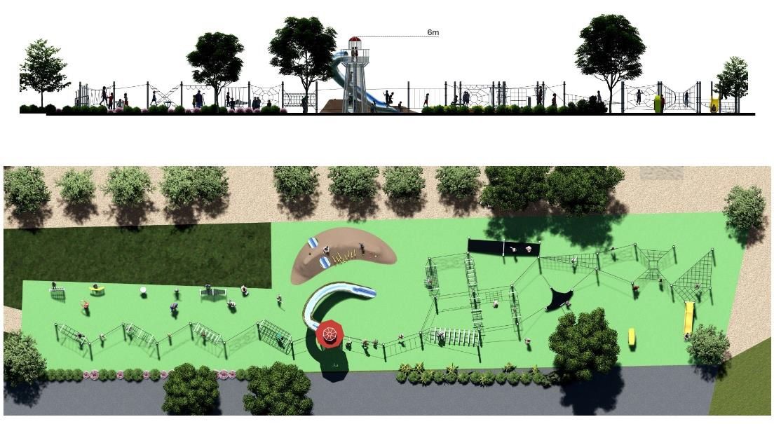 Recreación de la reforma del parque infantil de A Ramallosa.
