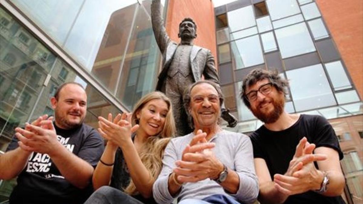 Rocío Márquez, ayer, con Niño de Elche, Pepe Habichuela y Raül Fernández, en el Palau de la Música.