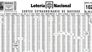 Detalle de la lista oficial de la Lotería de Navidad de un sorteo anterior.