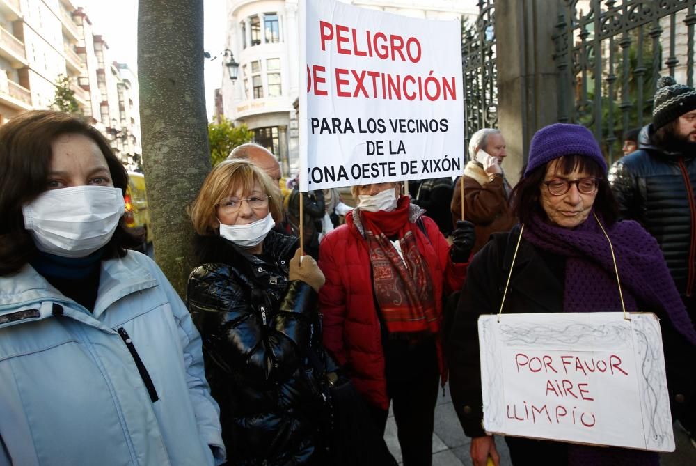 Concentración de plataformas anticontaminación ante la Junta General