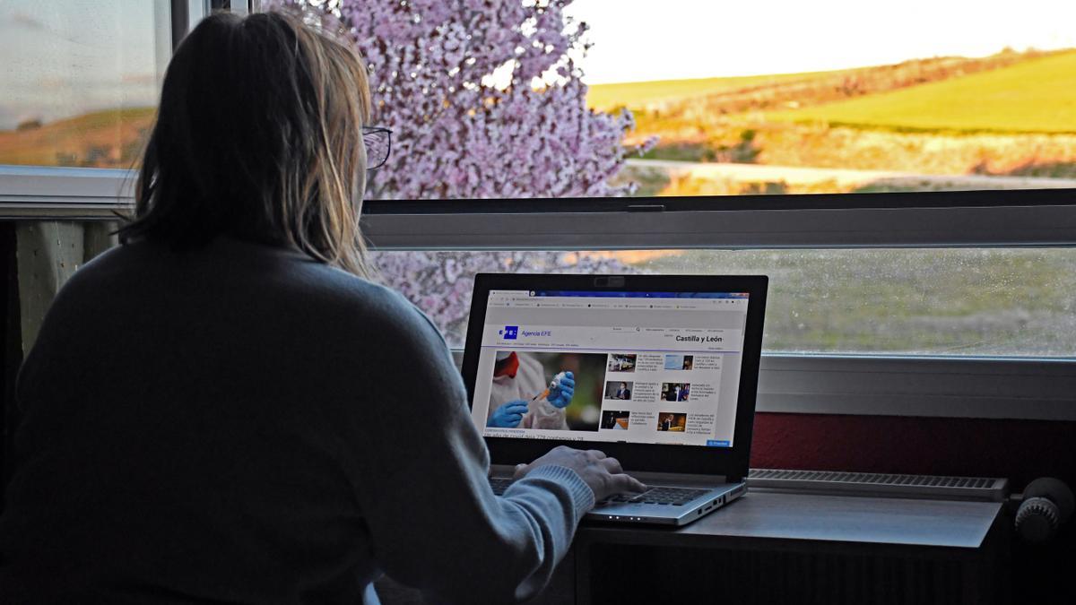 Una imagen de una persona teletrabajando desde su vivienda.