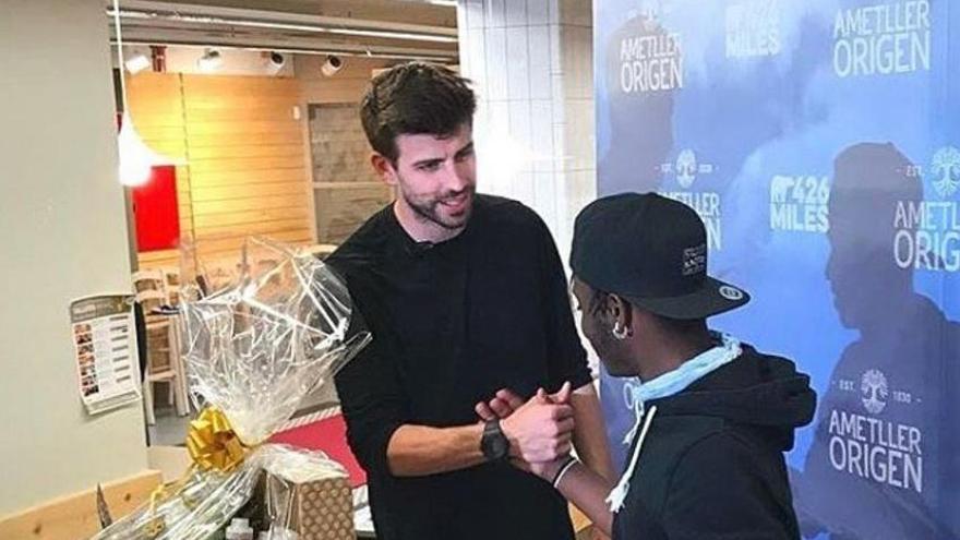 Piqué en un moment de la presentació, la setmana passada