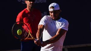 Nadal entrena este miércoles en Barcelona.