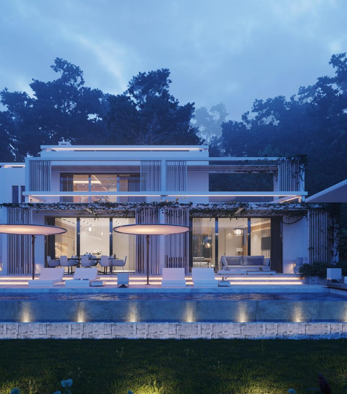 Fachada de una villa de GO+ Ibiza.