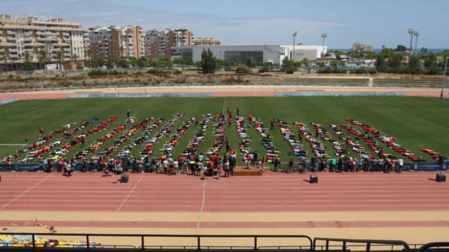 Imagen del mismo momento en el que se llevó a cabo la prueba de resistencia abdominal por los cerca de 350 participantes.